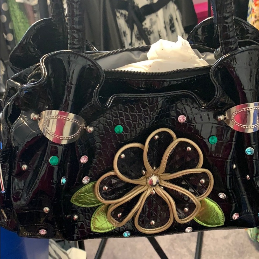 Black flower purse